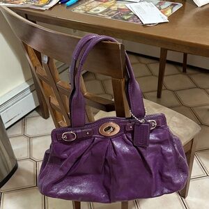 Coach Purple Leather Shoulder Bag